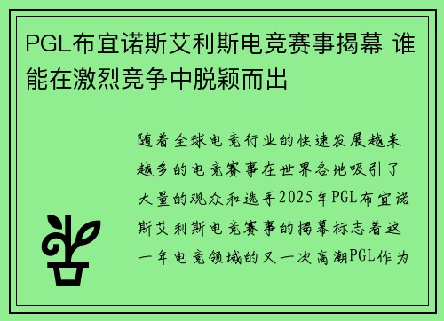 PGL布宜诺斯艾利斯电竞赛事揭幕 谁能在激烈竞争中脱颖而出